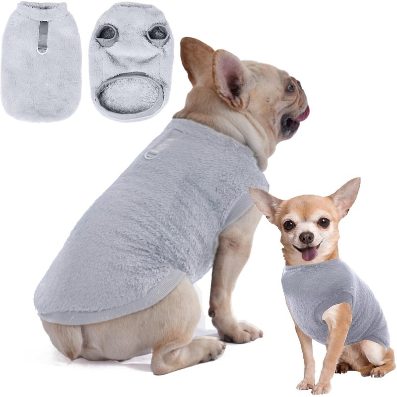 Jgd-Pull-Over En Polaire Pour Chien Et Chat - Manteau D'hiver Avec Anneau En D - VĂȘtement Pour Petite Et Moyenne Taille (Gris, M)