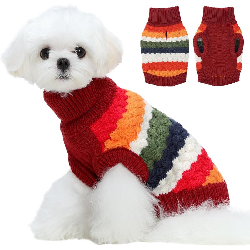 Jgd-Pull En Tricot Pour Chien, Gilet D'hiver Chaud Pour Chiens De Petite Et Moyenne Taille, Pull De Noël À Col Roulé Pour Chiot, Manteau Pour Temps Froid, Chandail Pour Chien, Xs-Xxl
