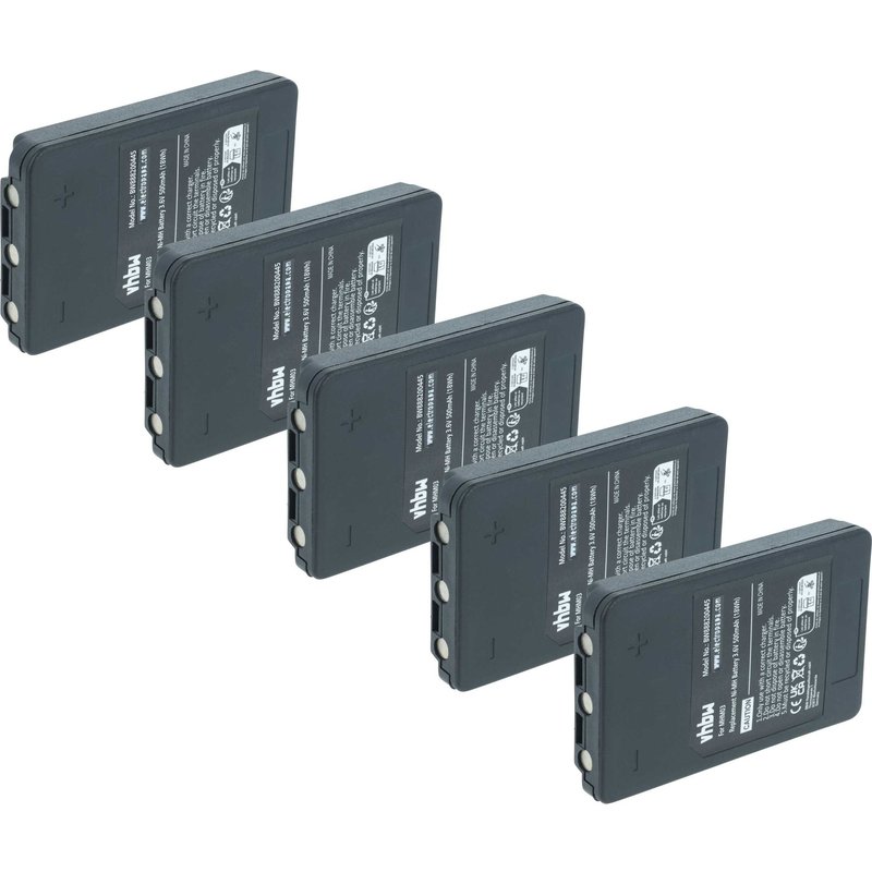 vhbw 5x Batterie remplacement pour Autec R0BATT00E11A0 pour opérateur télécommande industrielle (500mAh, 3,6V, NiMH)
