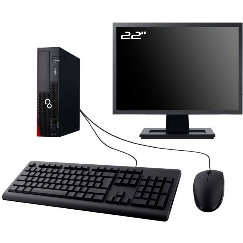 PC Fujitsu Esprimo D556 DT Ecran 22" Intel G4400 RAM 8Go SDD 240Go W11 Wifi