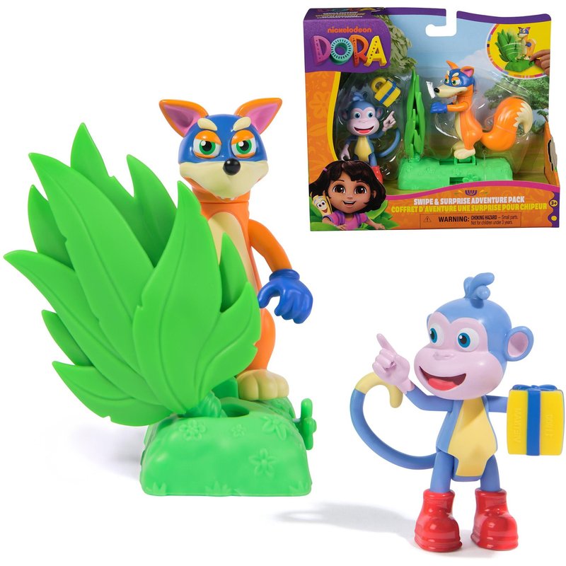 Dora - Coffret Cadeau Aventure Surprise Pour Chipeur - Figurine À Collectionner - 2 Figurines & 2 Accessoires - Dessin Animé Jouet Maison De Poupée - Jouet Enfant 3 Ans Et +