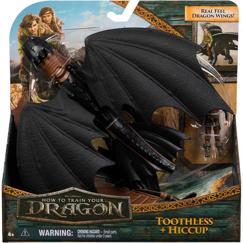 How to train your dragon Dreamworks Dragons - Figurine Dragon Krokmou + Viking Harold - Figurine Articulée Krokmou 25 Cm Et Son Dresseur 10 Cm - Cadeau Enfant - Jouet Enfant 4 Ans Et + Inspiré Du Film