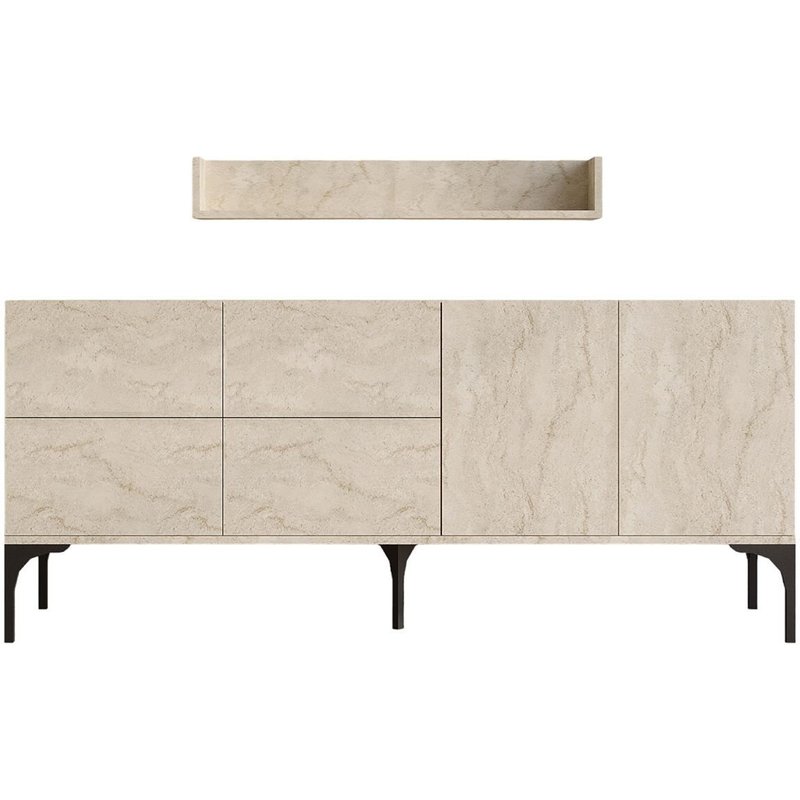 Console en bois "Stella" - 40 x 180 x 55 cm - Travertin