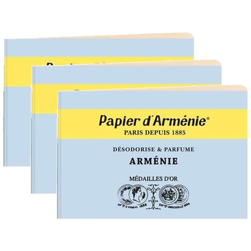 Papier d'Arménie Lot de 3 Carnets de 12 feuilles de 3 lamelles parfum ARMENIE
