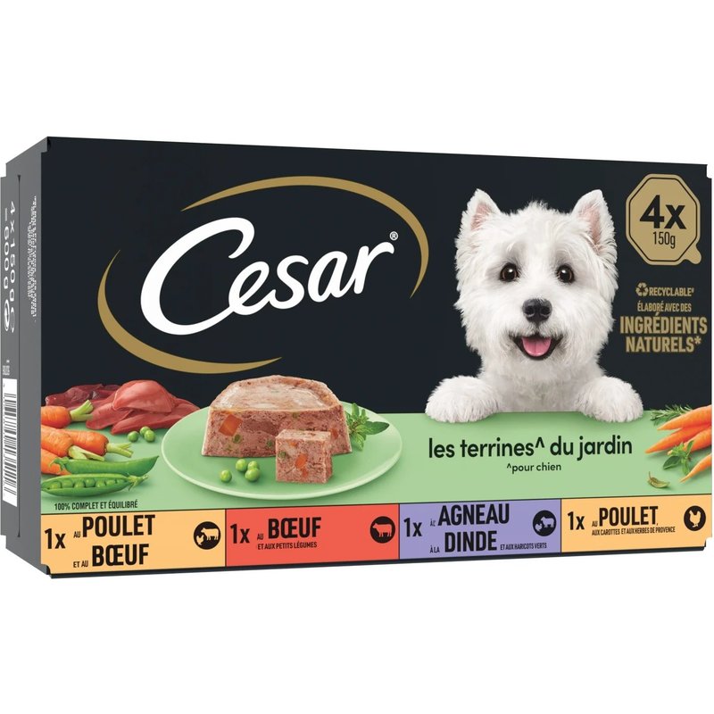 Cesar Ptée Pour Chien Assortiment Les 4 Barquettes De 150g