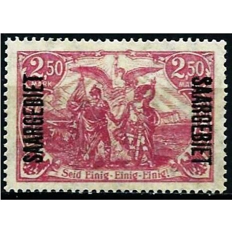 Allemagne, Land De Sarre Sous Adm. Française 1920, Beau Timbre Yvert 48, Allégorie, Union Du Nord Et Du Sud De L'allemagne, 2.50mk. Lilas Rose Avec Surchargé "Saargebiet", Neuf* - Sans Gomme.