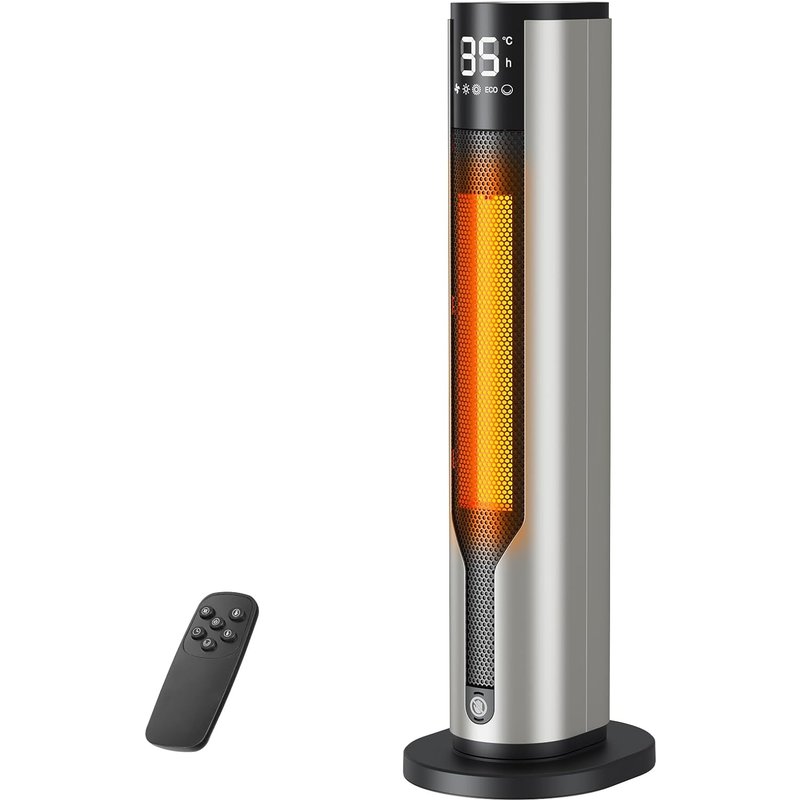 Ultra Silencieux Chauffage d`Appoint 2000W PTC - Radiateur Electrique Économe & Sécurisé, 3 Modes & ECO, Anti-chute/Surchauffe, Télécommande, Minuterie, Chauffage Soufflant Rapide pour Bureau/Chambre