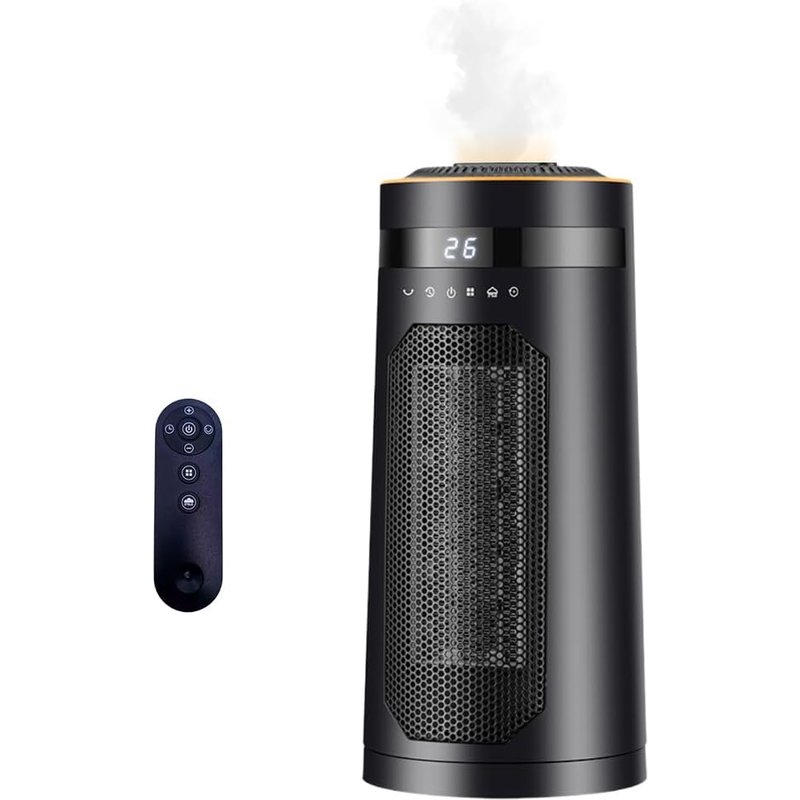 Radiateur Soufflant avec Humidification, 1500W Chauffage d'Appoint Economique, 3 Modes, Oscillant 180°, Télécommande, Minuterie 1-12H, pour Chambre et Bureau