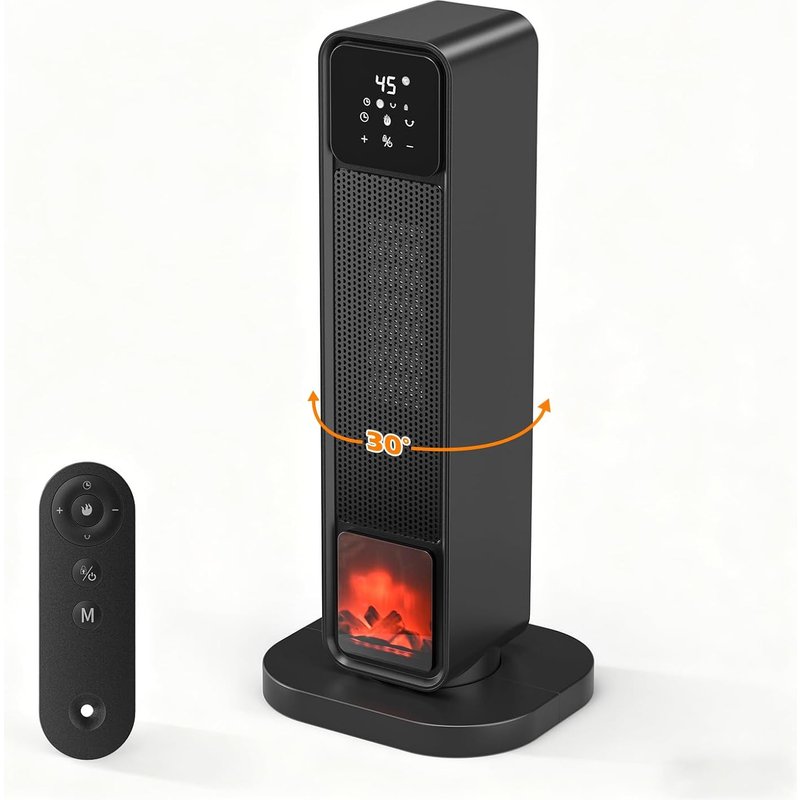 Chauffage d'appoint Économe - 2200W PTC Céramique Silencieux, Minuterie 0-12h, Oscillation 30°, Chauffage Soufflant Électrique, Chauffe Rapide, Radiateur Electrique pour Chambre/Salon/Bureau