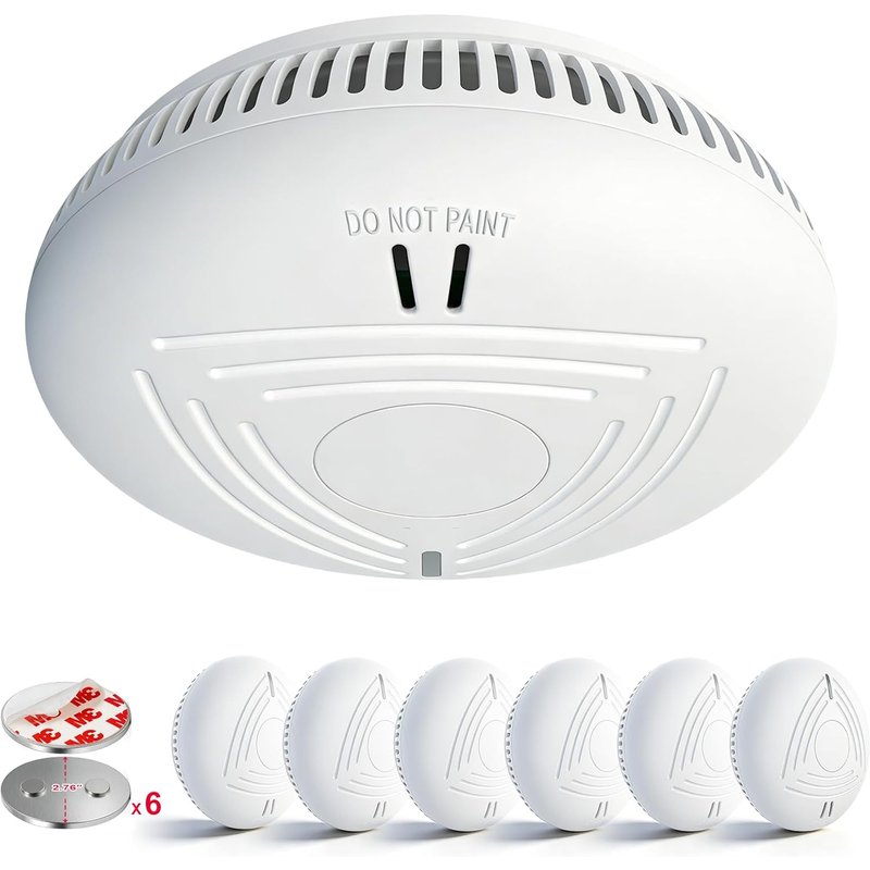 DAYTECH Detecteur de Fumée avec 10 Ans Pileu2013 Installation Facile Alarme Incendie détecteur fumée sans Percage avec Support Magnétique, Idéal pour Maison, Appartement et Location (Lot de 6, Blanc)