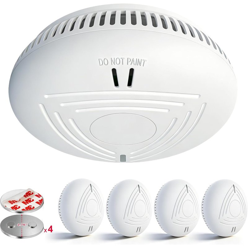 DAYTECH Detecteur de Fumée avec 10 Ans Pileu2013 Installation Facile Alarme Incendie détecteur fumée sans Percage avec Support Magnétique, Idéal pour Maison, Appartement et Location (Lot de 4, Blanc)