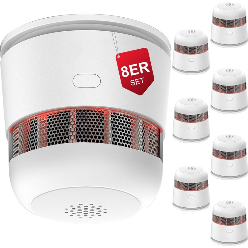 Détecteur de fumée Batterie 10 Ans, détecteur d'incendie, ZR170S (Lot de 8)