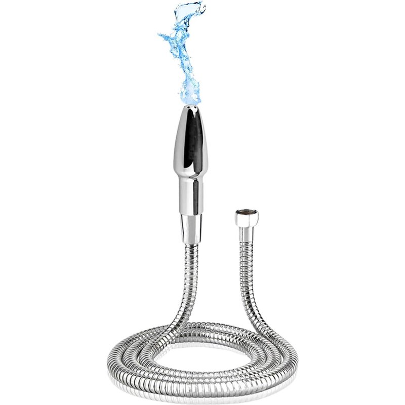 JGD-Douche de lavement aluminium, Douche en métal nettoyant pour système colon et tuyau 59 inch (Argent)
