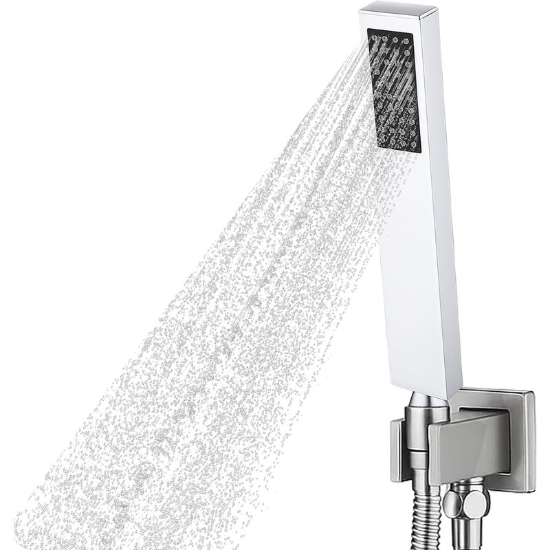 JGD-Petit pommeau de douche à main en acier inoxydable pour robinets de bain, pommeau de douche à main en métal chromé avec buses en silicone autonettoyantes, installation facile pour salle de bain