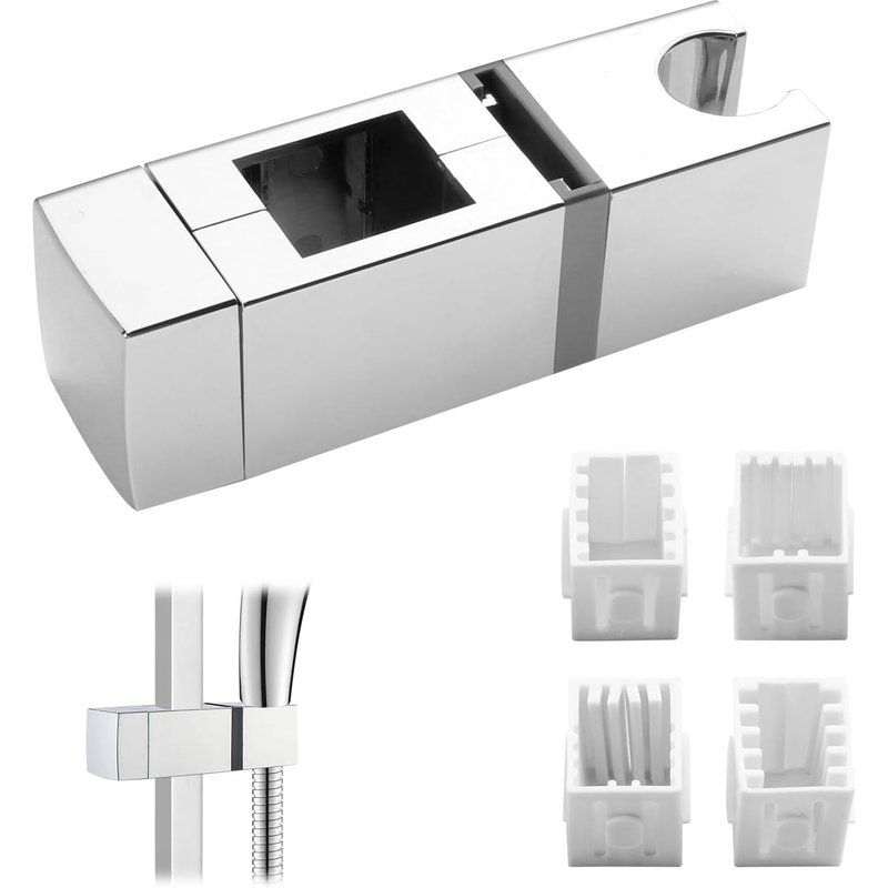 JGD-Support de Douche RĂ©glable, Barre Coulissante Rectangulaire Ă Ajustement dÂżAngle 360° pour TĂȘte de Douche, Compatible avec Toutes les Rails Rectangulaires, Tiges de Levage (18x30, 22x22, 25x25, 3