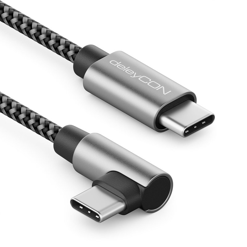 0,5m Câble USB C 1x 90° Coudé PD3.0 (60W Charge Rapide) Câble de Charge Court 50cm - C vers C - pour iPhone 17 16 15 Pro Max Samsung S25 S24 Pixel iPad Pro MacBook Air Tablets Switch PS5