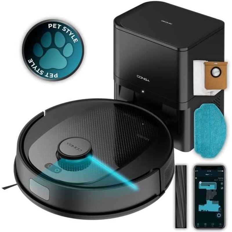 Robot aspirateur noir 3200 mAh Self-Emptying