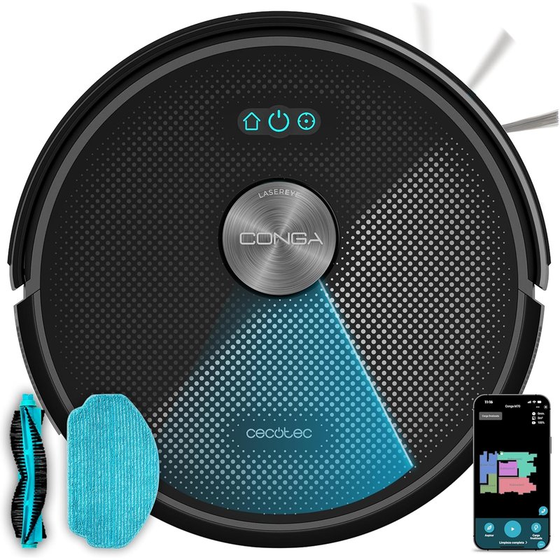 Robot aspirateur laveur noir 5000 Pa