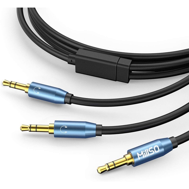 LORANKA-Adaptateur Jack de Distributeur Audio Y 3,5 mm mâle à 2X 3,5 mm mâle avec Contacts plaqués Or Splitter Audio auxiliaire pour téléphone Portable, PC, Haut-parleurs et écouteurs -2,4 m