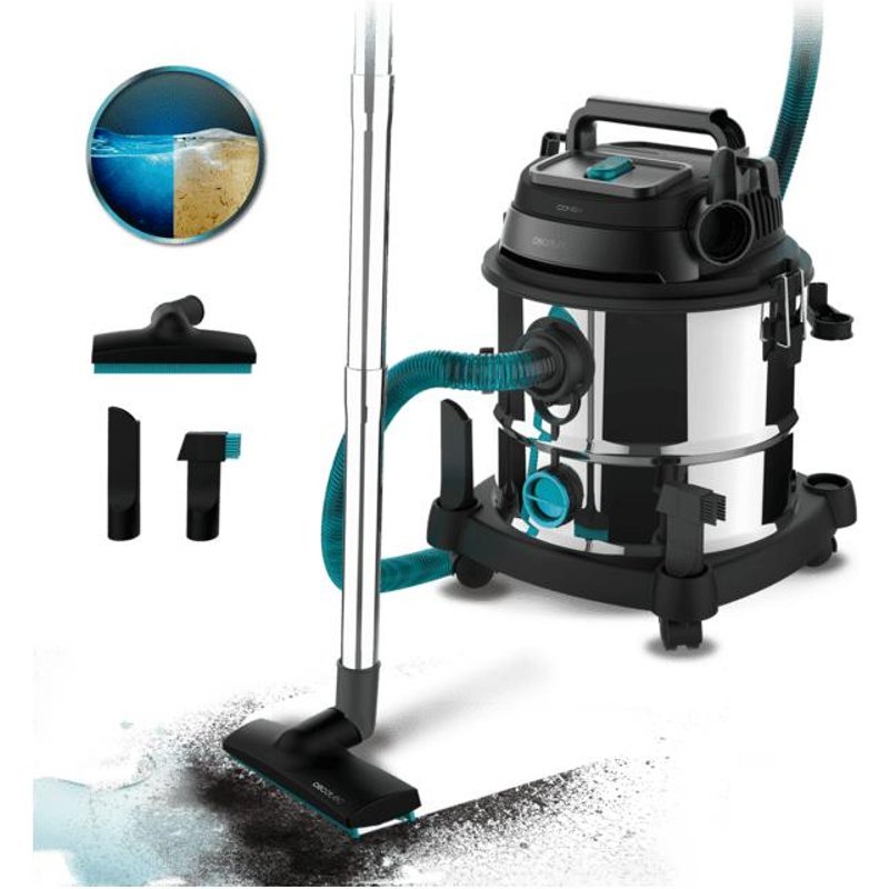 Cecotec Conga Rockstar Wet & Dry Steel Max 20 L Aspirateur réservoir cylindrique Sec&humide 1400 W Sac à poussière