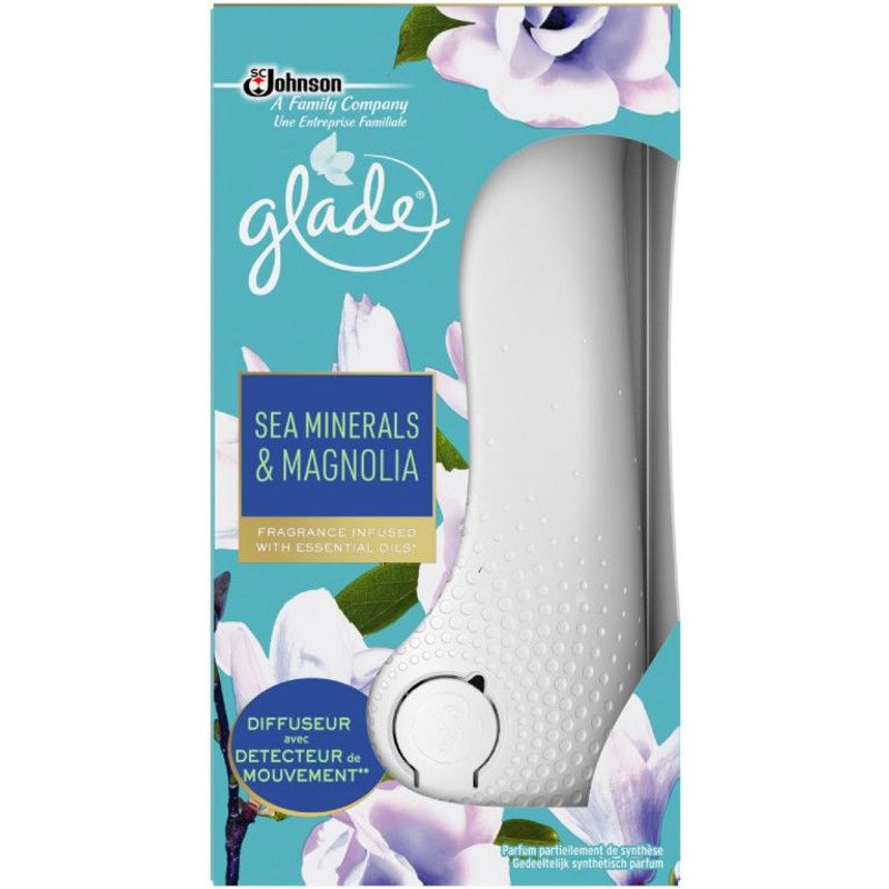 GLADE - PACK DE 4 ELEGANCE SENSE & SPRAY DIFFUSEUR SEA MINERALS & MAGNOLIA 1DIFF + 1RECH 18 ML