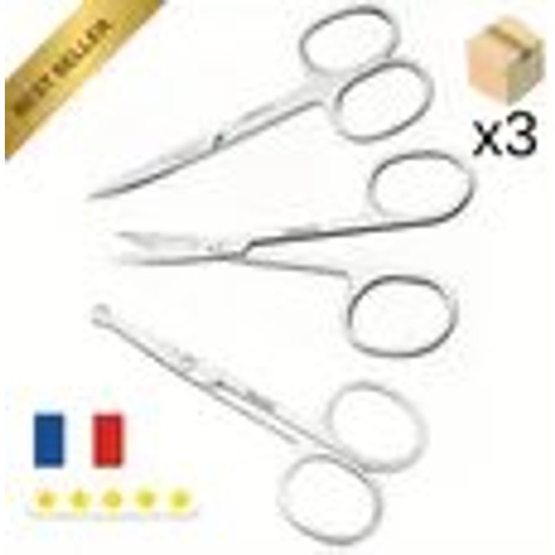 Ciseaux À Sourcils Et Poils De Nez, Barbe, Moustache, Cils Et Ongles, Lot De 3