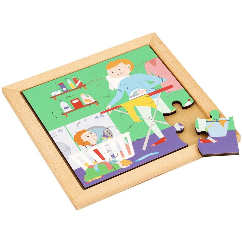 Puzzle En Bois - Pour Tout-Petit - La Lessive - Jeu Montessori
