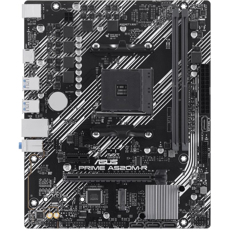 ASUS PRIME A520M-R - Carte-mère - micro ATX - Socket AM4 - AMD A520 Chipset - USB 3.2 Gen 1 - Gigabit LAN - carte graphique embarquée (unité centrale requise) - audio HD (8 canaux)