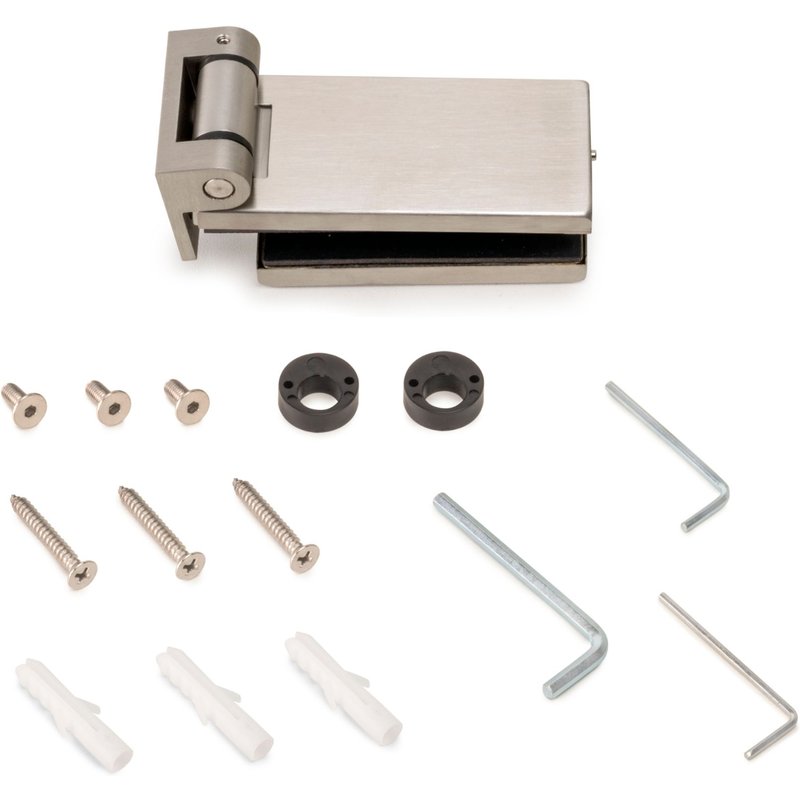 Emuca Charnière pour porte en verre avec garniture en acier inoxydable, charnière horizontale avec embout de 34mm, pour porte de 8-12mm, acier inoxydable