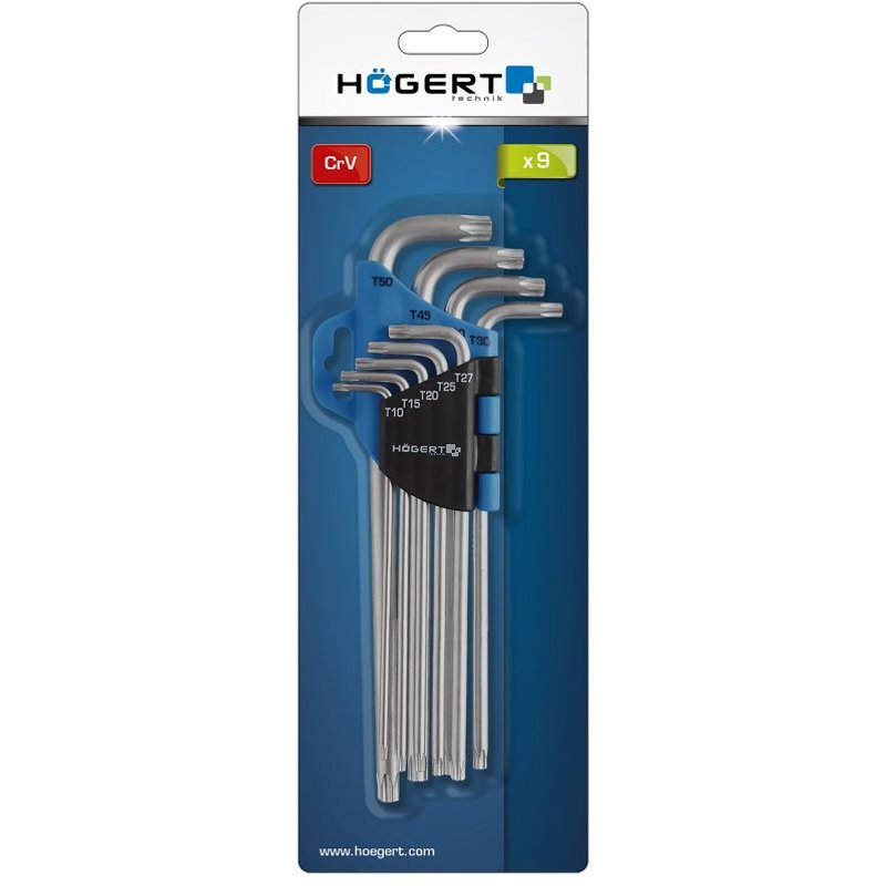 Ensemble de clés à anneau Hogert HT1W818; T10-T50; 9 unités