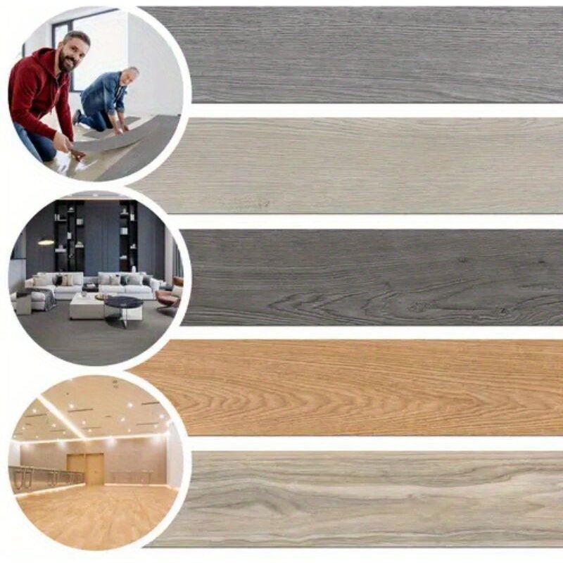 18-36 pièces de revêtement de sol en PVC vinyle, carreaux auto-adhésifs chêne optique, 2,5-5 m²