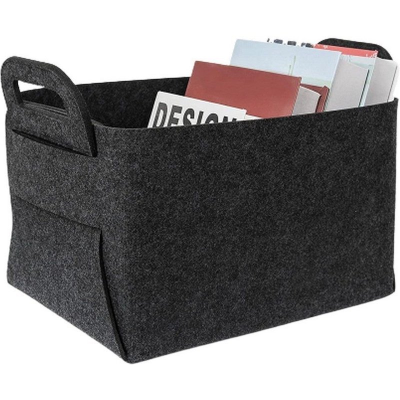 Bacs de rangement pliables en feutre gris foncé - Lot de 2