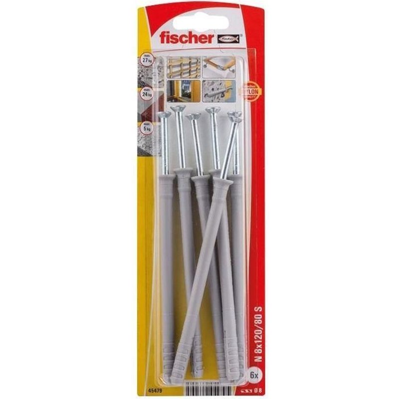 FISCHER - Cheville clou n 8x120 s blister de 6