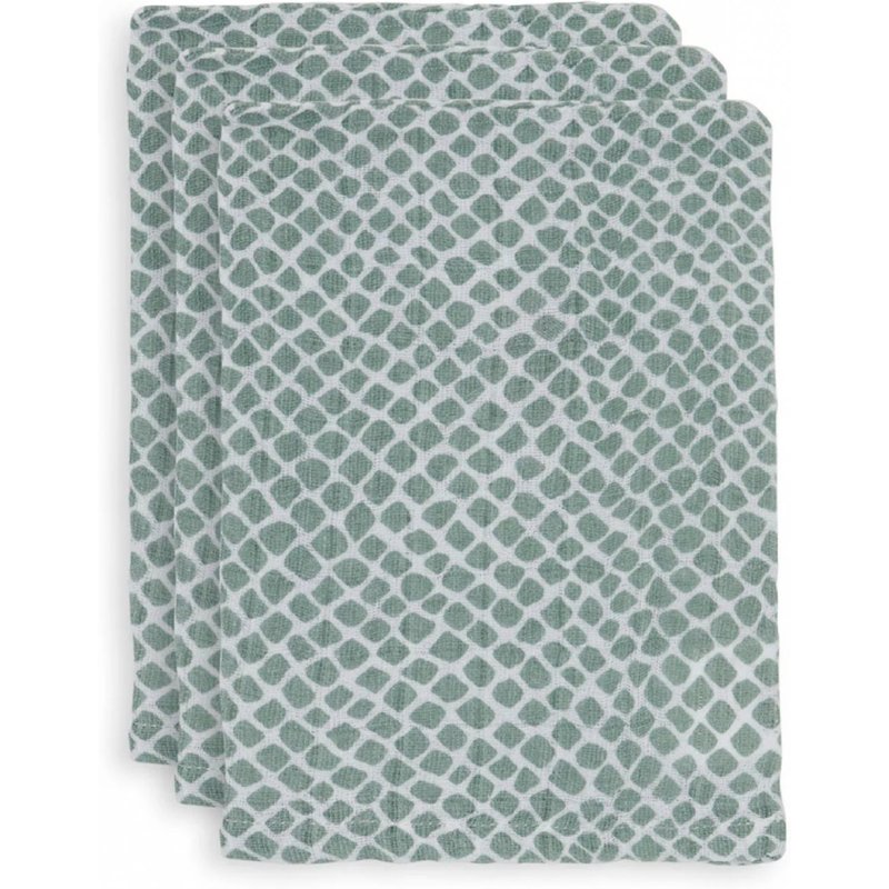 Lot De 3 Gants De Toilette Gaze Coton Snake Ash Green - Jollein