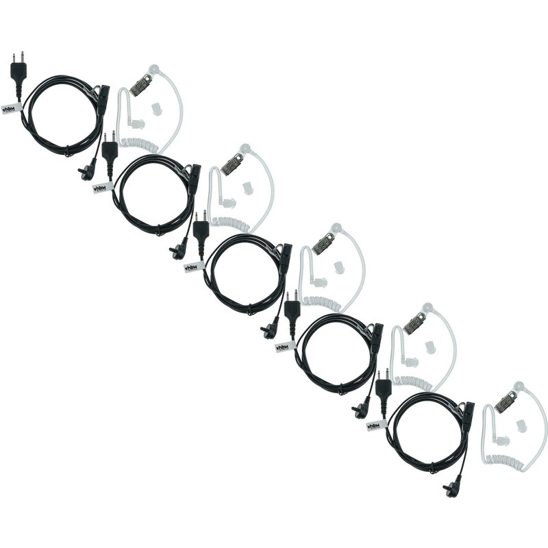 vhbw 5x Oreillette compatible avec Icom IC-91AD, IC-91A, IC-80AD, IC-4SET, IC-A1 radio talkie-walkie avec microphone PTT, câble acoustique