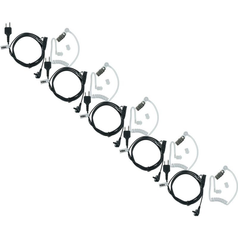 vhbw 5x Oreillette compatible avec Icom IC-F44GS, IC-F44, IC-F43GT, IC-F43TR radio talkie-walkie avec microphone PTT, câble acoustique