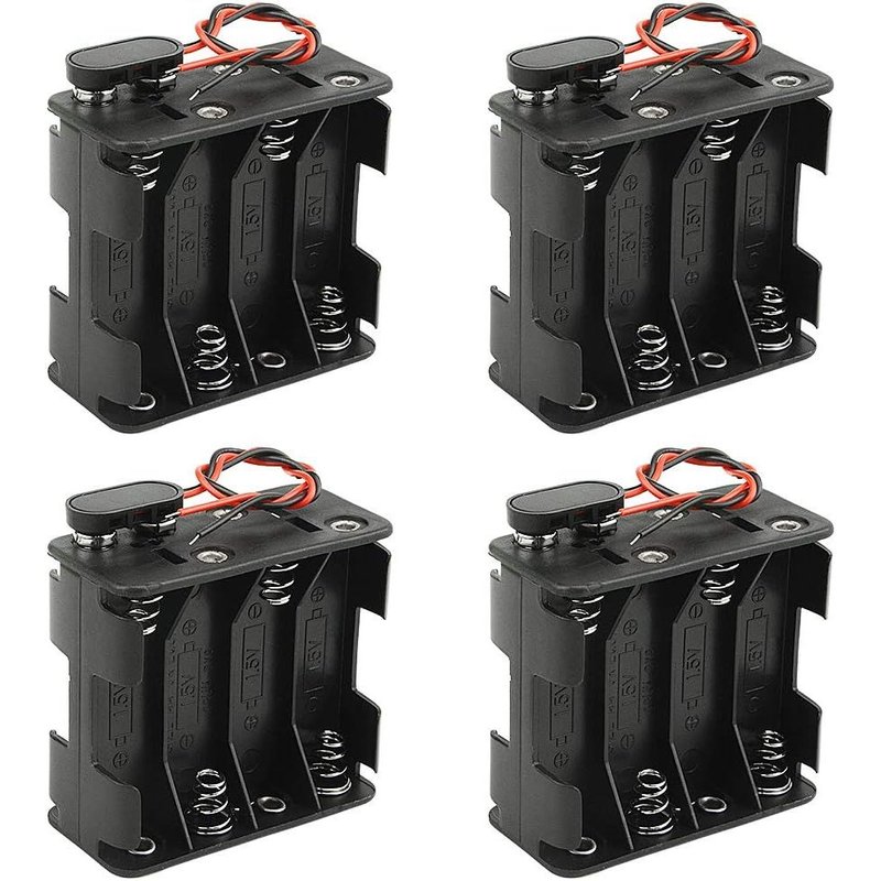 Lot de 4 Supports de Piles AA de 1,5 V avec connecteurs à encliquetage Standard et boîtier en Plastique Rigide de Type T (8AA)