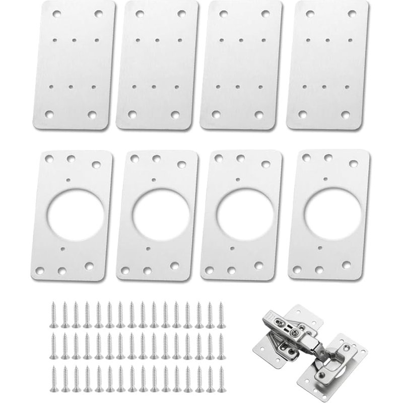 8 Pièces Plaque Reparation Charniere Porte Pièce de Réparation de Plaque Latérale de Charnière avec 48 Vis Plaque Reparation Charniere Porte Kit De Réparation De Charnière meuble reparation