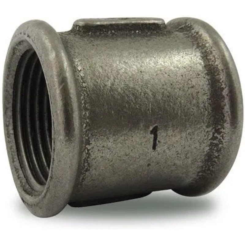 MANCHON FEMELLE-FEMELLE EN FONTE MALLEABLE, NOIR 1"1-4