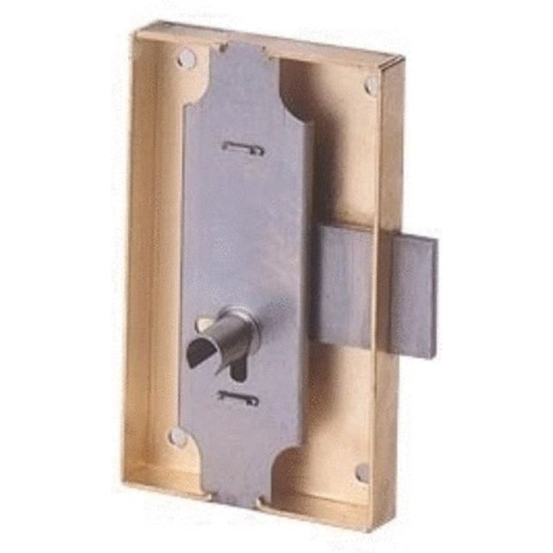 Serrure à coffre cambré 80x40mm axe 20mm LG 12 gauche finition fer - DEVISMES - 12033-001-G