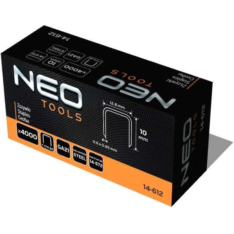 Agrafes galvanisées NEO TOOLS GA21 Type 80 12 mm 4000 pièces