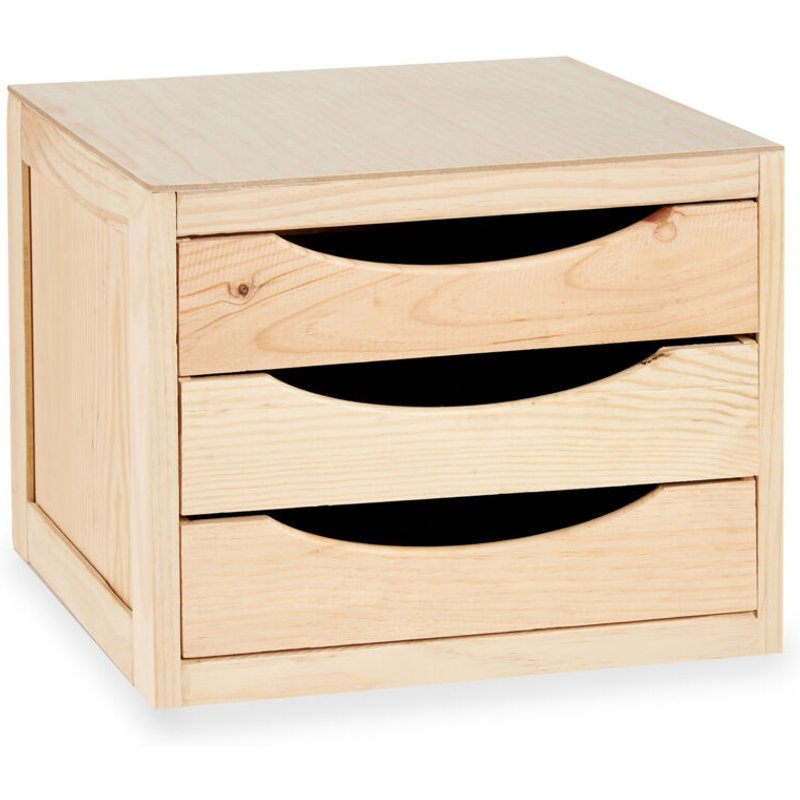 Organisateur En Bois Mini, 3 Tiroirs, 29 X 30 X 39 Cm