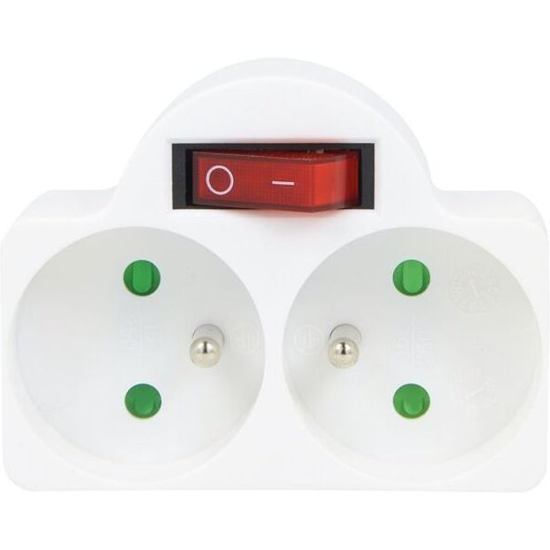 Fiche Biplitte 2x16a +interrupteur Blister - Profile