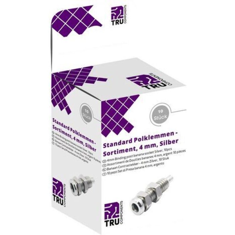 Assortiment De Connecteurs De Test Tru Components 8551372 Embase Femelle, Verticale Argent 10 Pc(s)