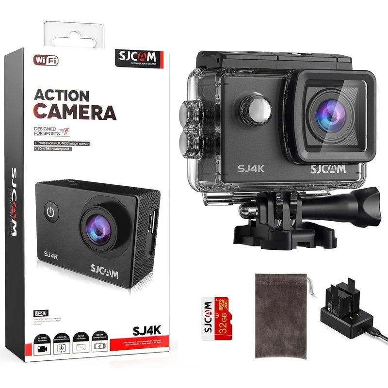 SUBZONAL-SJ4K Camera Sport 40MP avec Carte Mémoire 32GB,98FT Underwater Caméra d'action Grand Angle,EIS Stabilization with Accessories Kits for Riding Hiking Diving