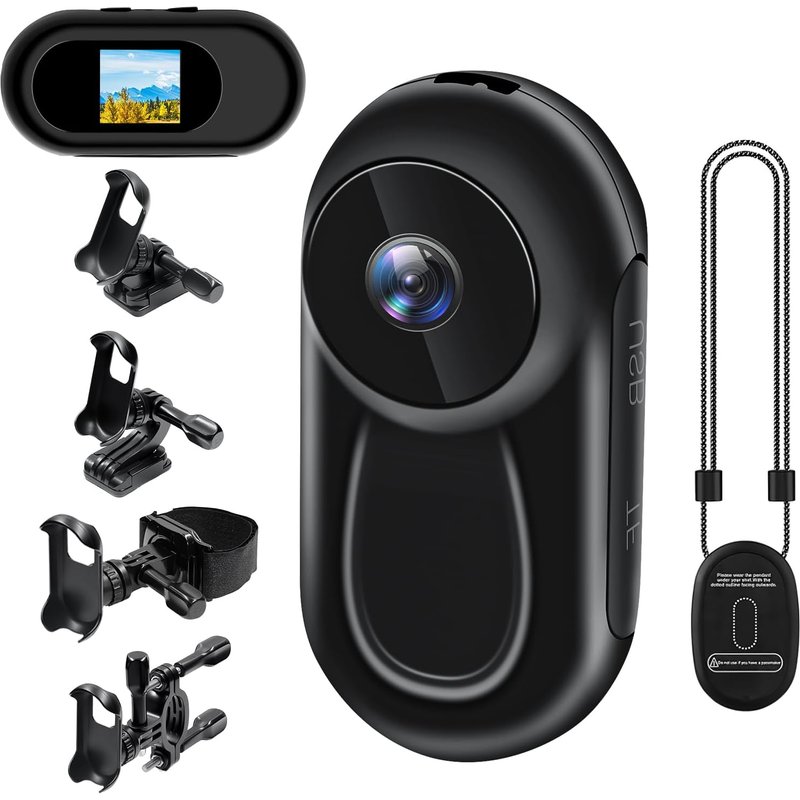 SUBZONAL-Minicaméra d'action, Caméra d'action Sportive HD 1080P, Caméra Corporelle Miniature, Caméra pour Casque à 120°, Camera d'action Magnétique avec Vision Nocturne et Nombreux Accessoires