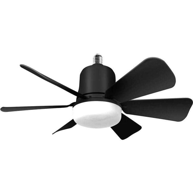 SUBZONAL-Ventilateur plafond avec lumiere, 30W Lampe Ventilateur Plafond avec Douille E27, Dimmable LED pour Chambre, Salon, 3 Vitesses, 6 Pales (noir)