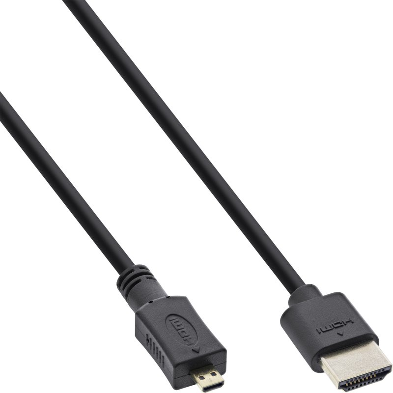 InLine 17555D câble HDMI 0,5 m HDMI Type A (Standard) HDMI Type D (Micro) Noir