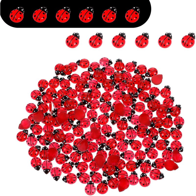 Mevronisshop-Lot De 150 Mini Coccinelles En Résine Rouge - Décoration D'ongles 3d Pour Travaux Manuels, Anniversaire, Fête De Noël, Jardin Féérique, Paysage