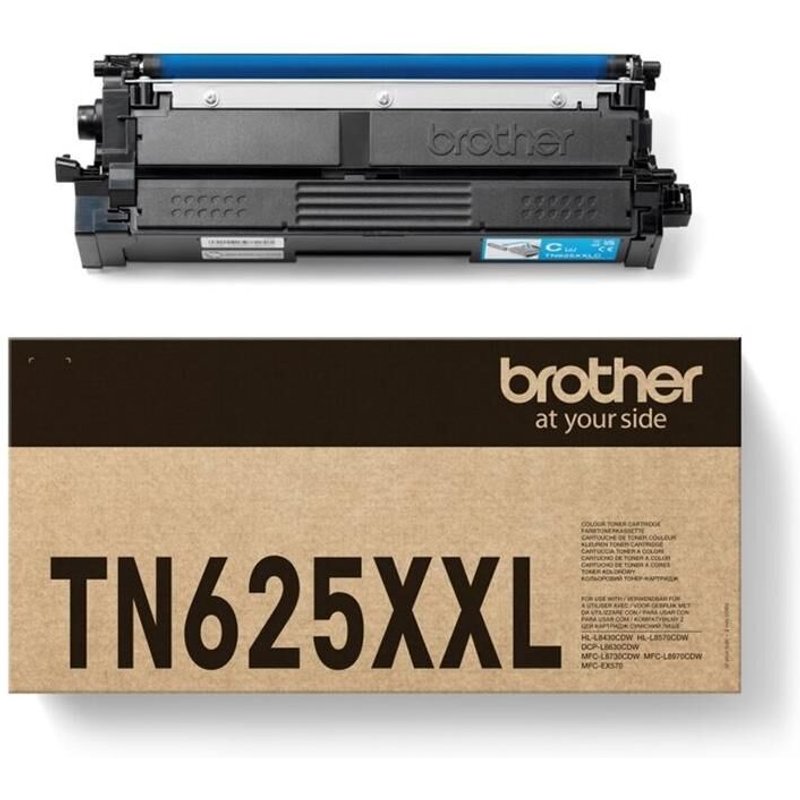 Brother TN625XXLC - Haute capacité - cyan - original - boîte - cartouche de toner - pour Brother DCP-L8630CDW, HL-L8430CDW, HL-L8570CDW, MFC-L8730CDW; Workhorse MFC-L8970CDW